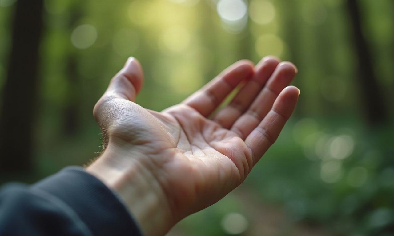 Close-up of hand in soft daylight with shallow depth of field